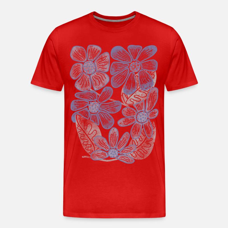 Lavender Bloom Blumenmuster - Männer Premium Bio T-Shirt - Rot