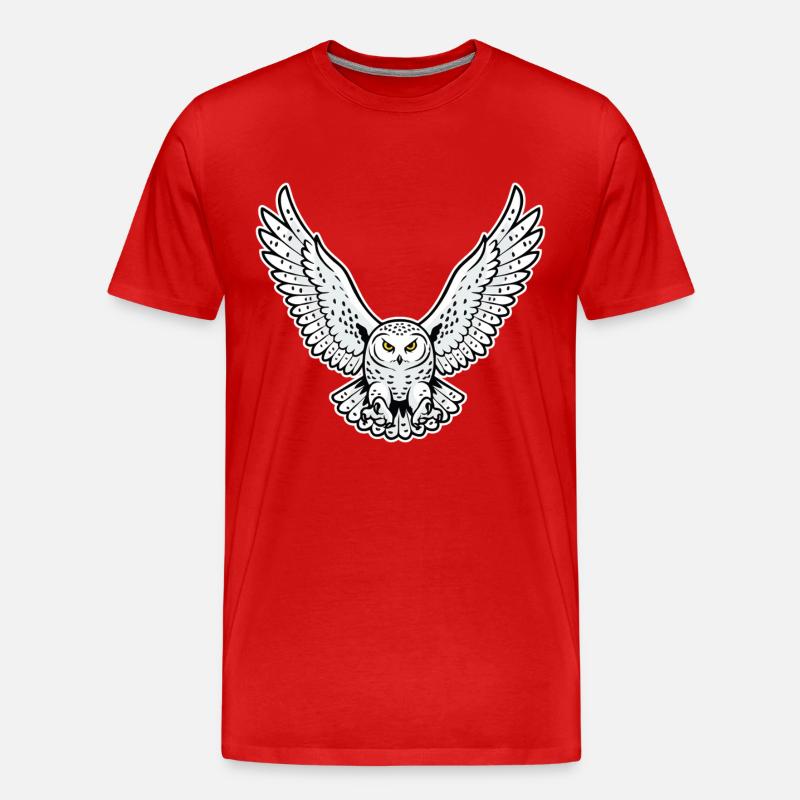Schneeeule fliegende Angriffseule Haustiereule - Männer Premium Bio T-Shirt - Rot
