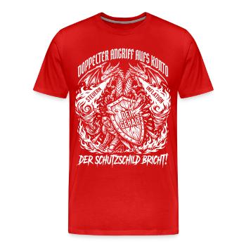 Double attaque contre le compte - T-shirt bio Premium Homme - rouge - Devant - Damien (186cm)