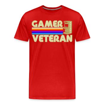 Gamer vétéran  - T-shirt bio Premium Homme - rouge - Devant - Damien (186cm)