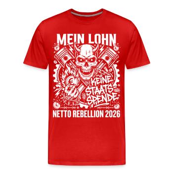 Mein Lohn Keine Staats-Spende - Männer Premium Bio T-Shirt - Rot - Vorne - Damien (186cm)