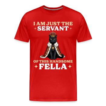 Roi Chat Noir Propriétaire de Chat Serviteur - T-shirt bio Premium Homme - rouge - Devant - Damien (186cm)