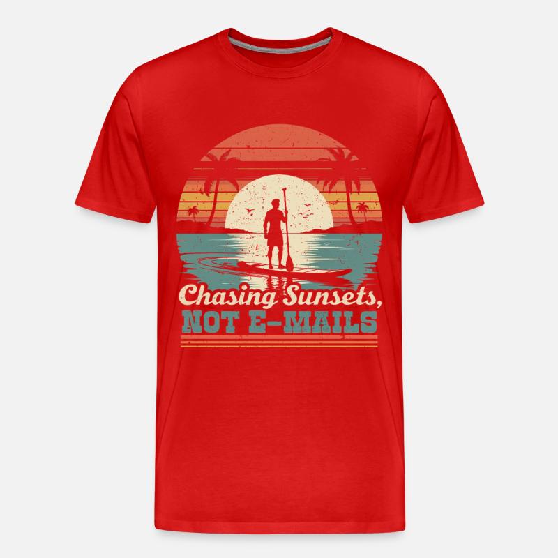 Stand Up Paddle Chasing Sunsets - Männer Premium Bio T-Shirt - Rot