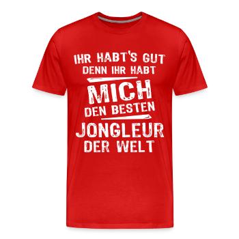 Jongleur - Männer Premium Bio T-Shirt - Rot - Vorne - Damien (186cm)