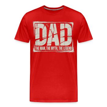 Dad The Man The Myth The Legend Shirt - Männer Premium Bio T-Shirt - Rot - Vorne - Damien (186cm)