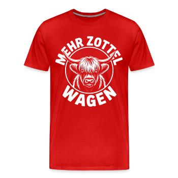 Highlands mehr Zottel wagen Highland Rind - Männer Premium Bio T-Shirt - Rot - Vorne - Damien (186cm)