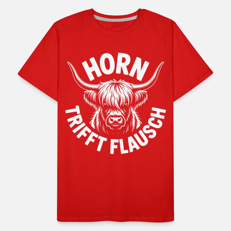 Highlands Horn Meets Fluff Men's Premium Organic T-Shirt
