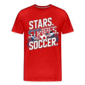 Stars Stripes Soccer – USA Fußball Fan - Men's Premium Organic T-Shirt - red - Front - Damien (186cm)