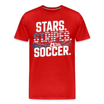 Stars Stripes Soccer – USA Fußball Fan - Men's Premium Organic T-Shirt - red - Front - Damien (186cm)