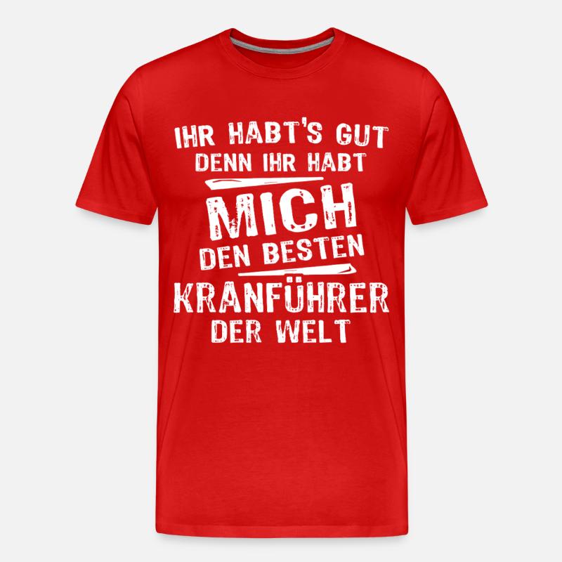 Kranführer - Männer Premium Bio T-Shirt - Rot