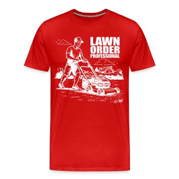 PROFESSIONNEL DE L’ORDRE DE PELOUSE Professionnel de l’entretien de pelouse de jardin - T-shirt bio Premium Homme - rouge - Devant - Damien (186cm)