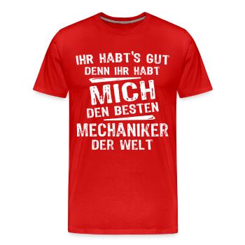 mechanic - Men's Premium Organic T-Shirt - red - Front - Damien (186cm)