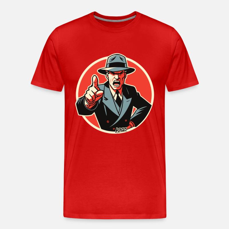 Retro-Noir-Mobster-Typ zeigt auf - Männer Premium Bio T-Shirt - Rot