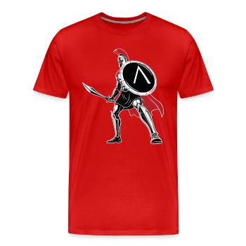 Spartiate Épée Bouclier Mascotte Spartan Legend - T-shirt bio Premium Homme - rouge - Devant - Damien (186cm)