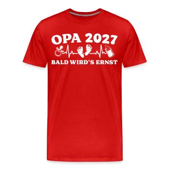 Grandpa 2027: Soon it's getting serious Pregnancy - Men's Premium Organic T-Shirt - red - Front - Damien (186cm)