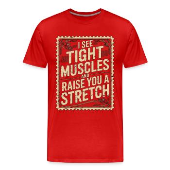 Thérapeute de la main, je vois des muscles tendus, kinésithérapeute - T-shirt bio Premium Homme - rouge - Devant - Damien (186cm)
