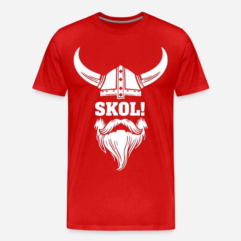 Wikinger-Skol Hornhelm-Bart-Maskottchen - Männer Premium Bio T-Shirt - Rot