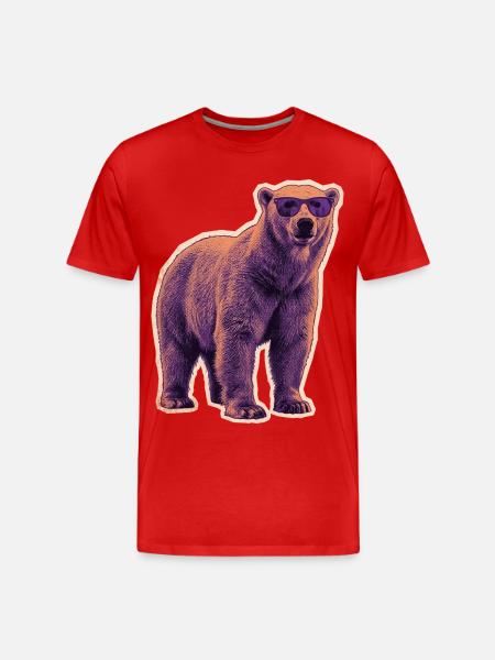 Summer Polar Bear Sunglasses - Men's Premium Organic T-Shirt - red