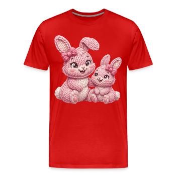 Hasen Kinder Hasenkinder - kleine große Schwester - Männer Premium Bio T-Shirt - Rot - Vorne - Damien (186cm)