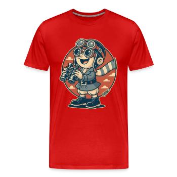 Aviator Scout mit Fernglas - Männer Premium Bio T-Shirt - Rot - Vorne - Damien (186cm)