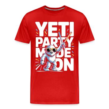 Yeti Party Mode – Funny Party Monster - Men's Premium Organic T-Shirt - red - Front - Damien (186cm)