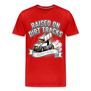 Raised On Dirt Tracks Racing Motiv - Men's Premium Organic T-Shirt - red - Front - Damien (186cm)