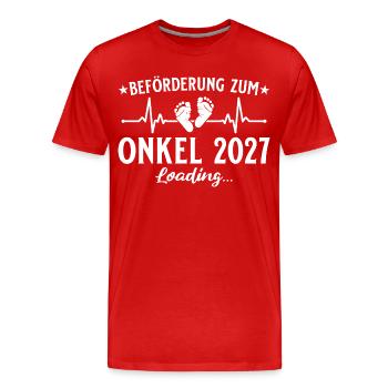 Beförderung zum Onkel 2027 Loading Geschenk - Männer Premium Bio T-Shirt - Rot - Vorne - Damien (186cm)