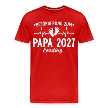 Beförderung zum Papa 2027 Loading Geschenk - Männer Premium Bio T-Shirt - Rot - Vorne - Damien (186cm)