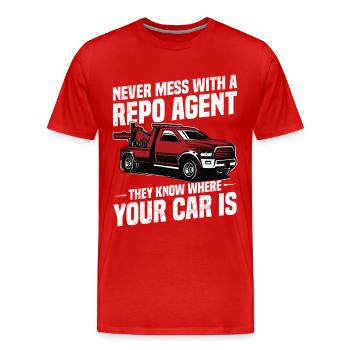 Inkasso-Agent Polizeifreunde Autobergung - Männer Premium Bio T-Shirt - Rot - Vorne - Damien (186cm)