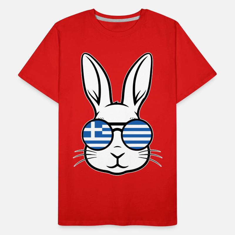 Greek Easter Greek Flag Easter Rabbit Bunny Men's Premium Organic T-Shirt