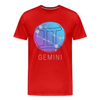Horoscope du zodiaque des Gémeaux Signe du zodiaque - T-shirt bio Premium Homme - rouge - Devant - Damien (186cm)