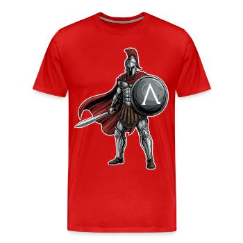 Hoplite Spartiate Lambda Bouclier Épée Mascotte - T-shirt bio Premium Homme - rouge - Devant - Damien (186cm)