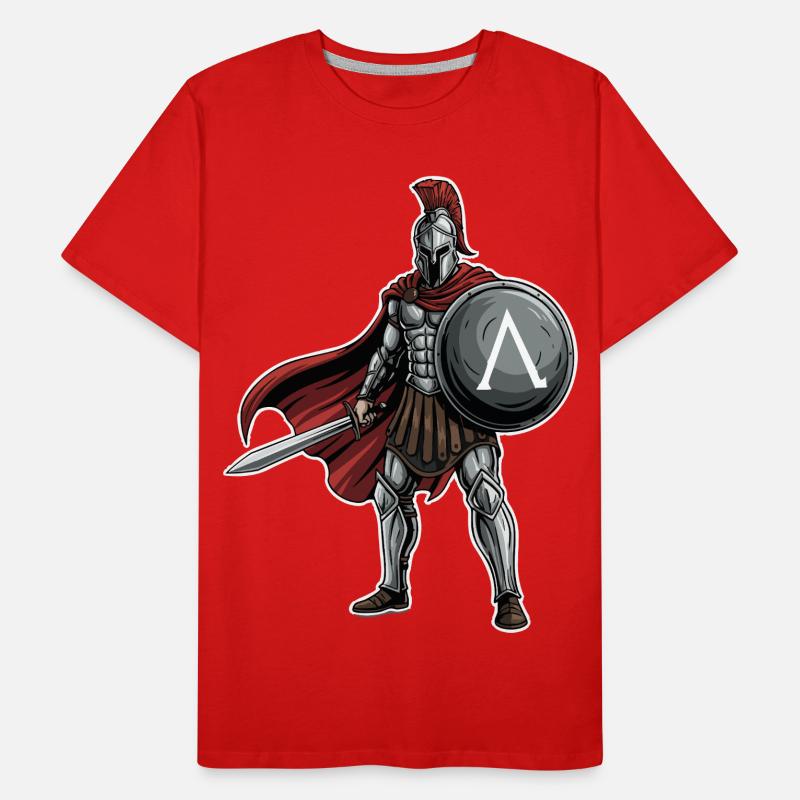 Hoplite Spartiate Lambda Bouclier Épée Mascotte T-shirt bio Premium Homme