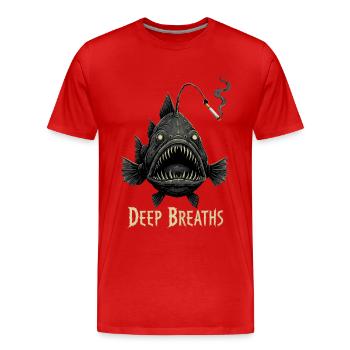 Poisson-grenouille Cigarette Breath - T-shirt bio Premium Homme - rouge - Devant - Damien (186cm)