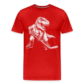 Eishockey Dinosaurier Jungen Eishockeyspieler - Männer Premium Bio T-Shirt - Rot - Vorne - Damien (186cm)