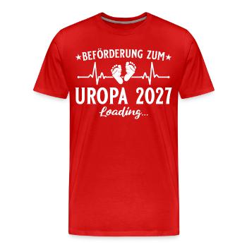 Beförderung zum Uropa 2027 Loading Geschenk - Männer Premium Bio T-Shirt - Rot - Vorne - Damien (186cm)