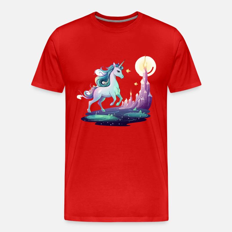 Mondturm Einhorntraum - Männer Premium Bio T-Shirt - Rot