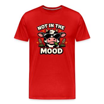 Not in the Mood – Cool cow with sunglasses - Men's Premium Organic T-Shirt - red - Front - Damien (186cm)