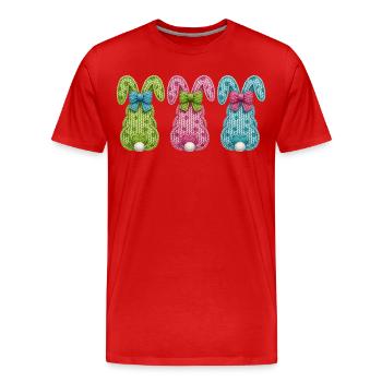Lapins de Pâques Lapin de Pâques 3 Lapins Fictifs Lapins Pâques - T-shirt bio Premium Homme - rouge - Devant - Damien (186cm)