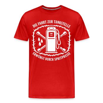 Die Fahrt Zur Tankstelle - Männer Premium Bio T-Shirt - Rot - Vorne - Damien (186cm)