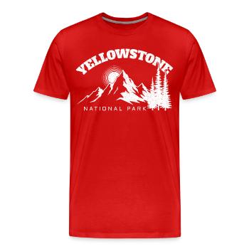 Randonnée dans le parc national de Yellowstone - T-shirt bio Premium Homme - rouge - Devant - Damien (186cm)