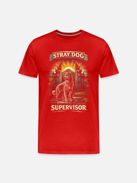 Bali Travel Stray Dog Supervisor - Men's Premium Organic T-Shirt - red
