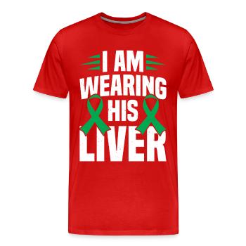 Récupération d’organes par donneur de foie - T-shirt bio Premium Homme - rouge - Devant - Damien (186cm)