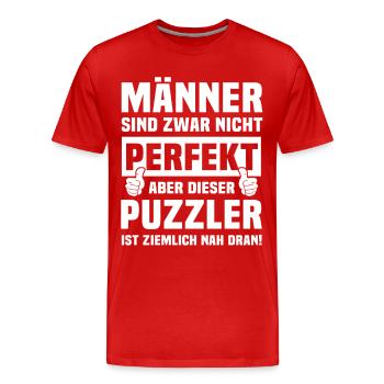 Puzzler - Männer Premium Bio T-Shirt - Rot - Vorne - Damien (186cm)