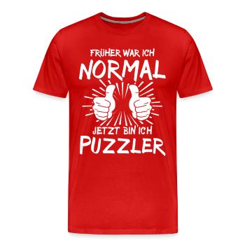 Puzzler - Männer Premium Bio T-Shirt - Rot - Vorne - Damien (186cm)