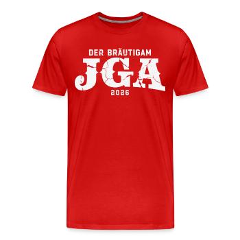 Der Bräutigam JGA 2026 Junggesellenabschied - Männer Premium Bio T-Shirt - Rot - Vorne - Damien (186cm)