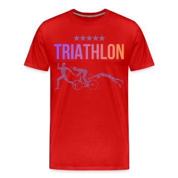 Triathlon - Men's Premium Organic T-Shirt - red - Front - Damien (186cm)
