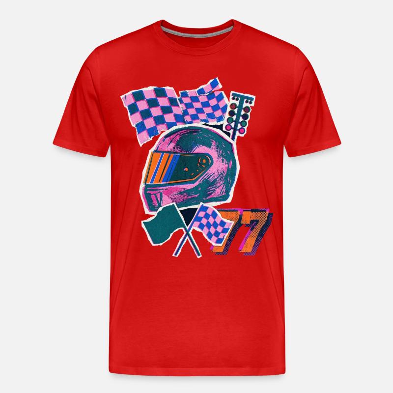 Retro Wave Driver - Männer Premium Bio T-Shirt - Rot
