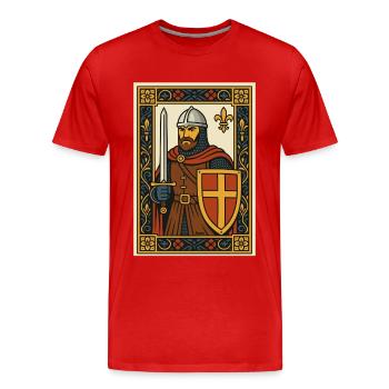 Emblème de tuile de chevalier médiéval - T-shirt bio Premium Homme - rouge - Devant - Damien (186cm)