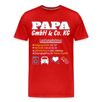 Firma Papa unterstützt in allen Lebenslagen - Männer Premium Bio T-Shirt - Rot - Vorne - Damien (186cm)